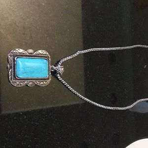 West and co. Turquoise long chain necklace